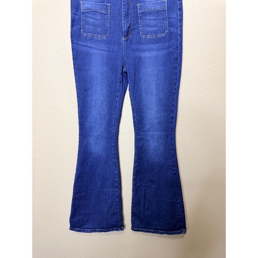Judy Blue Patch‎ Pocket High Rise Flare Fit Dark Wash Jeans SZ 15 32 - Picture 3 of 9